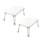 2x White Table Adjustable Over Sofa Bed Folding Study Mini Tray Desk Cup-Holder