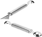 COLLBATH Stainless Steel Melon Baller Scoop 2 Pack for Easy Fruit Carving for Ice Cream Desserts Non Grip