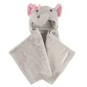 Hudson Baby Hooded Animal Face Plush Blanket, Pretty Elephant, One Size