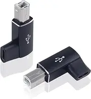 Danfetsoy 90Degree USB B to USB C Adapter, Type B Male to Type C Female Printer Adapter for Printer, Scanner, Electric Piano, Laptops (2pack, Black)