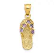 14k Yellow Gold 3D June/CZ Birthstone Flip Flop Pendant