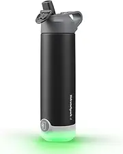 Hidrate Spark TAP Smart Water Bottle – Insulated Stainless Steel – Tap Phone to Track Water Intake, LED Glow Reminder When You Need to Drink – Straw Lid, 20 oz, Black