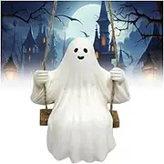3.39 Inch Resin Ghost Figurine Halloween Swing Statue Decor for Yard, Tree, Lawn, Porch Outdoor Decoration