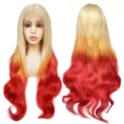 Hair Ombre Color 13x4 Lace Front Synthetic Wavy Wig Heat Resistant Wig(24",T6...