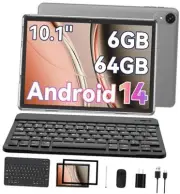 10 inch Android 14 Tablet, 6 GB RAM 64GB ROM 1TB Expand, 2 in 1 Tablets with