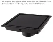 304 Stainless Steel Square Shower Floor Drain With Tile Insert Grate 6x6