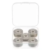 Prewound Sewing Bobbin Thread Set of 5pcs with Storage Plastic Case, Pale Brown