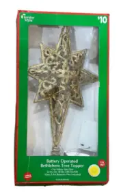 15.5” Gold Glitter Bethlehem Star Tree Topper W/10 Chasing Function LED Lights