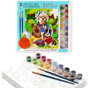 BRIGHT STRIPES Dog's Day Out - Paint By Number on Canvas - (9202)