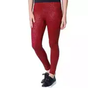 NEW! Slim & Sleek Animal Printed Coated Legging, Red Wine Leopard - 5X PETITE