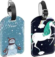 [WOSHJIUK] Luggage Tags,2 Pack Labels Suitcase Tags,Space and Rainbow Unicorn,Luggage Tags Privacy Protection Travel Bag Tag