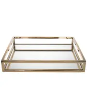 Godinger Aspen Mirrored Golden 14In Square Tray