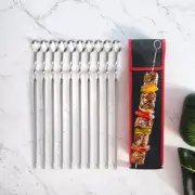 Kabob Skewers Stainless Steel Barbecue Skewers Reusable Flat Grill Stick Shish K