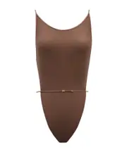 Saint Laurent Backless Semi-Sheer Bodysuit M Brown