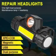 1-3X Flashlight USB Rechargeable Headlamp Outdoor Camping Headlamp 80° Rotatable