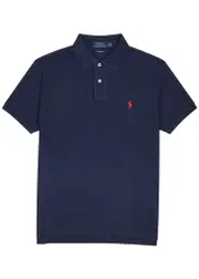 Polo Ralph Lauren Navy Custom Slim Piqué Cotton Polo Shirt
