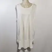 Ann Taylor Loft NWT Women Size XL Ivory Chiffon Layered Hem Sleeveless Rayon Top