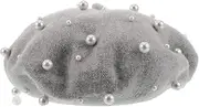 [Minkissy] Chic Women's French Beret Plush Wool Imitation Warm Accessory Versatile Beret Hat Light Grey