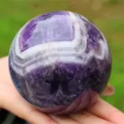 Natural Dream Amethyst Carved Ball Reiki Crystal Sphere Christmas gift XQ2871