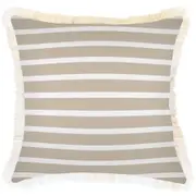 Cushion Cover-Coastal Fringe-Hampton Stripe Beige-45cm x 45cm