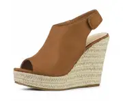 Allegra K Wedges Heel Brown Espadrille Wedge Sandals