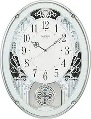 Rhythm 4MN523RH05 Wall Clock, Radio Watch, Analog, Small World Proud, 18 Songs, Melody, Pendulum, Green, Small World