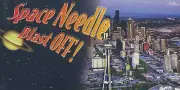 Seattle Space Needle Blast Off! Small 4" by 2" inch MOTION FLIP Book New