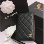 CHANEL PASSPORT 黑色 金CC 荔枝紋 護照夾 A80385