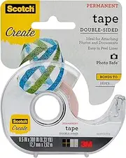 Scotch Create Double-Sided Permanent Tape, 1 Dispenser, 112.7 mm x 7.62 m, Clear, Strong Double Sided Tape for Crafts (002-CFT)