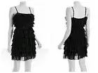 New with tags Juicy Couture black chiffon tiered ruffle dress silk lining size 0