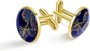 [Generic] Jazz Trumpet Player Print Classic Stainless Steel Cufflinks for Mens, Suit Shirt Cuff Links Jewelry Business Wedding Gifts, Golden