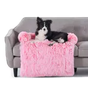Charlie's Shaggy Faux Fur Bolster Sofa Protector Calming Dog Bed Ombre Pink Small