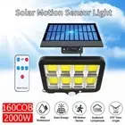 160 LED Solar Motion Sensor Light Outdoor Garden Security Garden Wall Flood Lamp