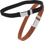 [VERDANVERSE] 2pcs Adjustable Elastic Belts for Boys Simple and Stylish Belts Flexible Sizing for Daily Wear Classic Design and Camel