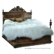 Plush Shag Faux Fur Sheepskin Area Rug - Random Shape - Thick White Shaggy Pelt