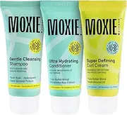 Moxie Beauty Curly Essentials Travel Trio | Boosts Curl Definition & Retains 96% Moisture | Gentle Cleansing Shampoo (50ml), Ultra Hydrating Conditioner (50ml) & Super Defining Curl Cream (50ml)