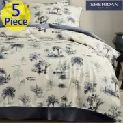 Sheridan Faraway Carbon KING Bed 5 Piece Quilt Cover Set. Boasts tropical motifs