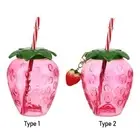 Coffee Drinking Water Bottle With Lid Strawberry Straw Cup Cartoon Drinkware