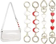 uxcell Bag Extender Chain, 4 Pcs Purse Strap Extenders Heart Moon Shape Chain Purse Making Supplies for Replacement Handbag Shoulder Bag Wallet Decoration, White/Red