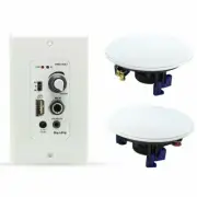 Herdio 4" Bluetooth Ceiling Speakers Kitchen Bathroom W/ Wall Amplifier Control