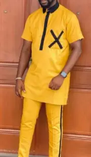 african men clothing | kaftan african men shirt and down yellow| dashiki mens