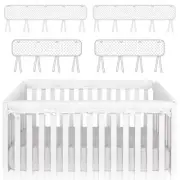 White Crib Rail Cover Protector Safe Teething Guard Wrap Standard Crib 4pcs US