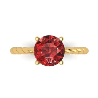 2Ct Round Cut Natural Garnet VVS1 Solid Gold Engagement Promise Statement Ring