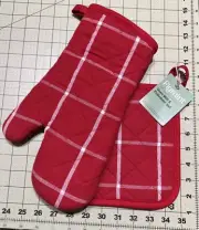 Figment Ripe Red Window Pane Oven Mitt & Potholder Set ~ Baking Bright ~ NEW