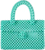 [Abvokury] YUSHINY Women Acrylic Beaded Clutch Macaron Color Message Bag with Strap for Wedding Evening Party