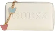 [GUESS] Factory Women's Lilly Ann Zip-Around Wallet, White, Wallet