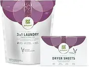 [Grab Green] 3-in-1 Laundry Detergent Pods and Dryer Sheet Bundle, 60 Count Pods and 80 Dryer Sheets, Lavender Vanilla Scent, Plant and Mineral Based Laundry Care Set, Packaging May Vary