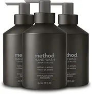Method Gel Hand Soap, Vetiver + Amber, Reusable Black Aluminum Bottle, Biodegradable Formula, 12 oz (Pack of 3)
