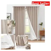 Elegant 96 Inch Taupe Linen Curtains with Light Filtering Privacy (2 Panels)