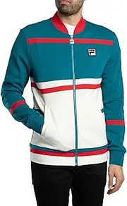 [FILA] Men's Stefan Archive Cut & Sew Track Jacket, Deep Lagoon/Red/Gardenia